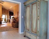 Dusty blue hand painted armoire