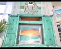Hand Painted Green Fire Place